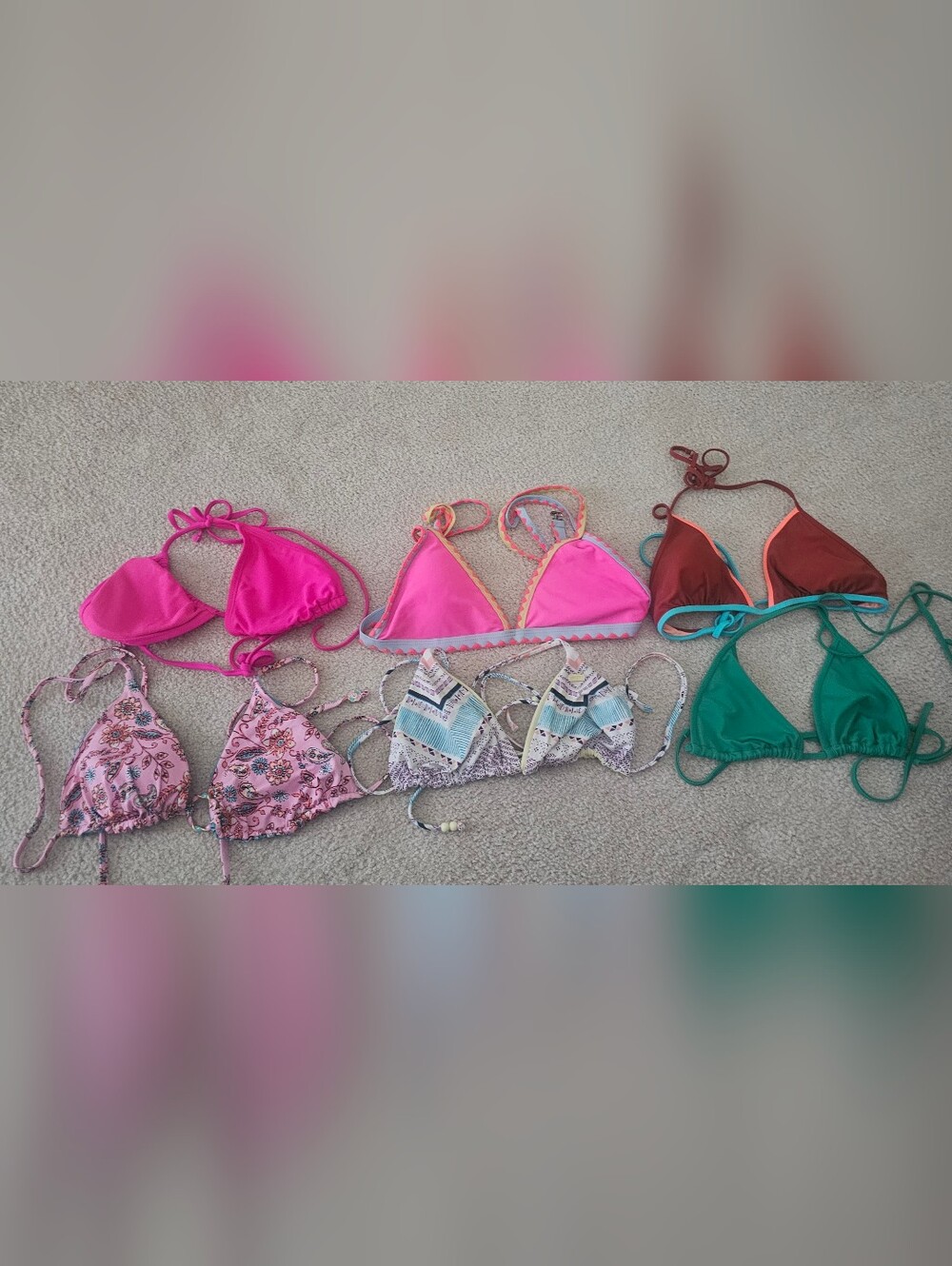 6Assorted swimwear tops features various styles including triangle Styles Size M - Picture 2 of 9